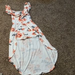 Girls floral hi/lo dress with shorts